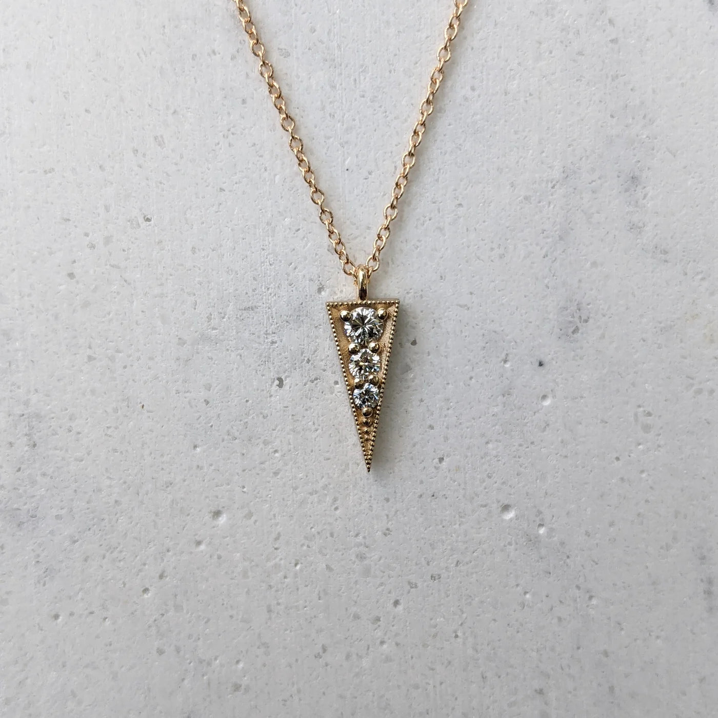 Image of North Carolina jewelry artist STEPHANIE ELLIS Elva Diamond Necklace in 14K Recycled Yellow Gold Fine Jewelry