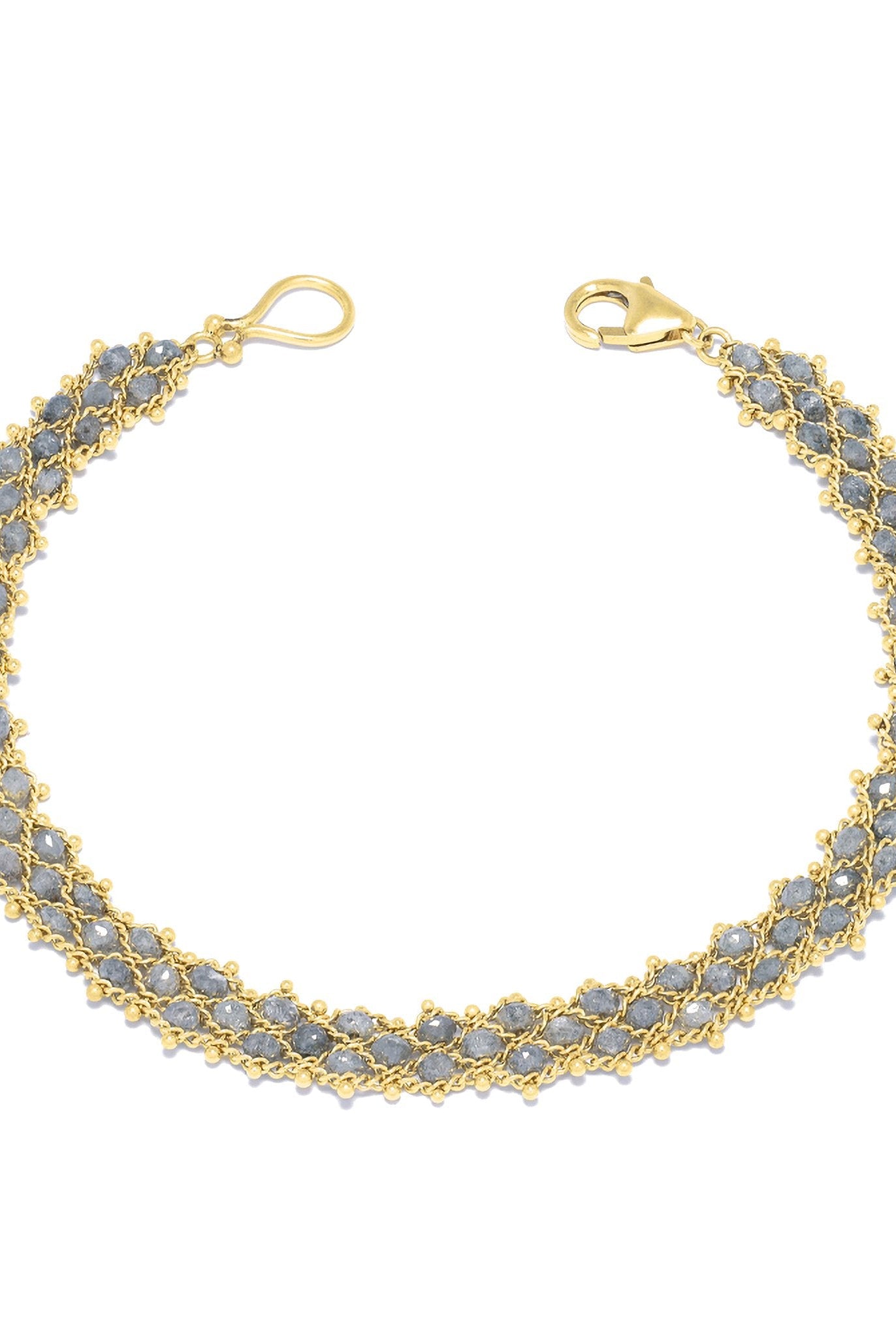 Image of premium New York fine jewelry designer Amali Woven Bracelet in Grey Diamonds and 18K Gold in a sleek modern design