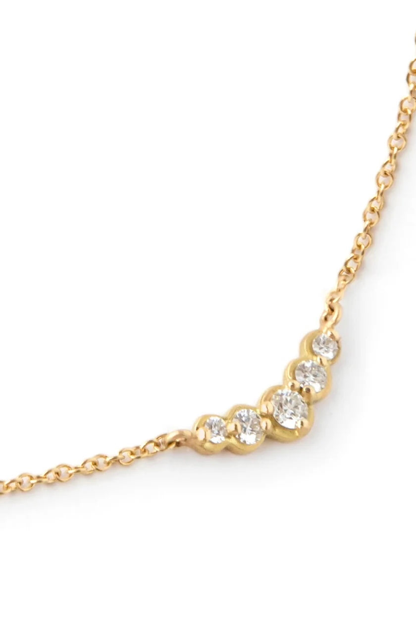 Fine Jewelry Artist Anne Sportun Diamond Arc Necklace in 18 carat yellow gold and round brilliant natural diamonds