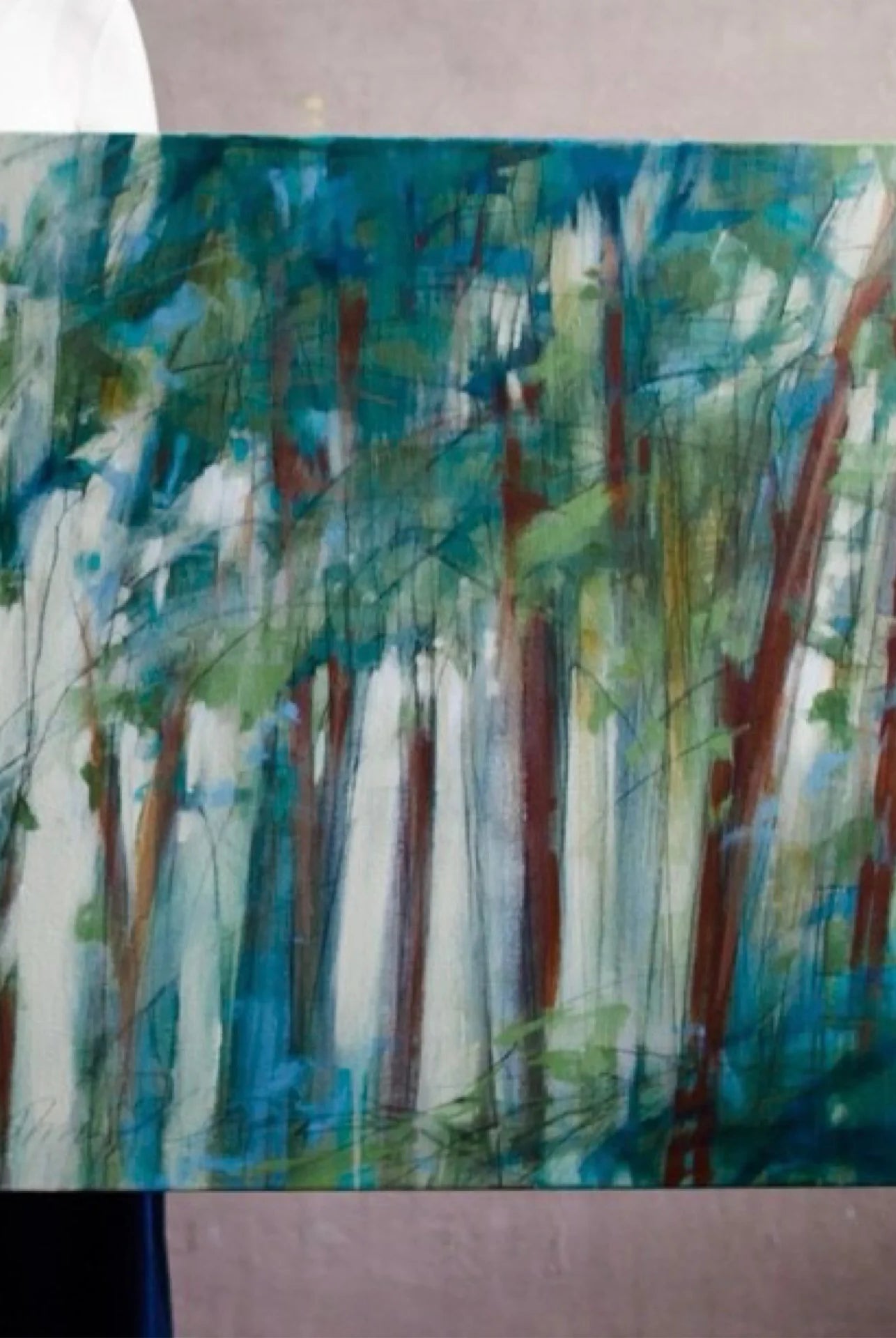 Image featuring an original acrylic and graphite painting by North Carolina artist Cathryn Cooper “Forest Wind II”
