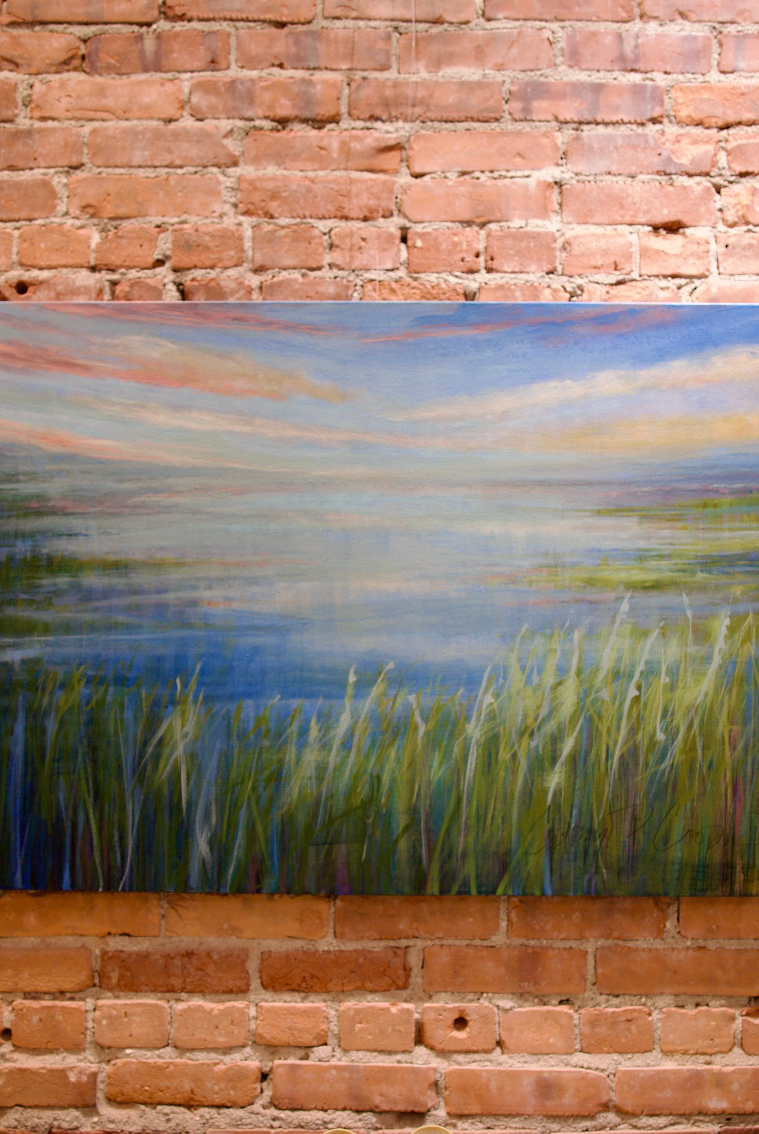 Image of the Cathryn Cooper Land Air Water Original Acrylic and Graphite Painting on canvas by North Carolina artist