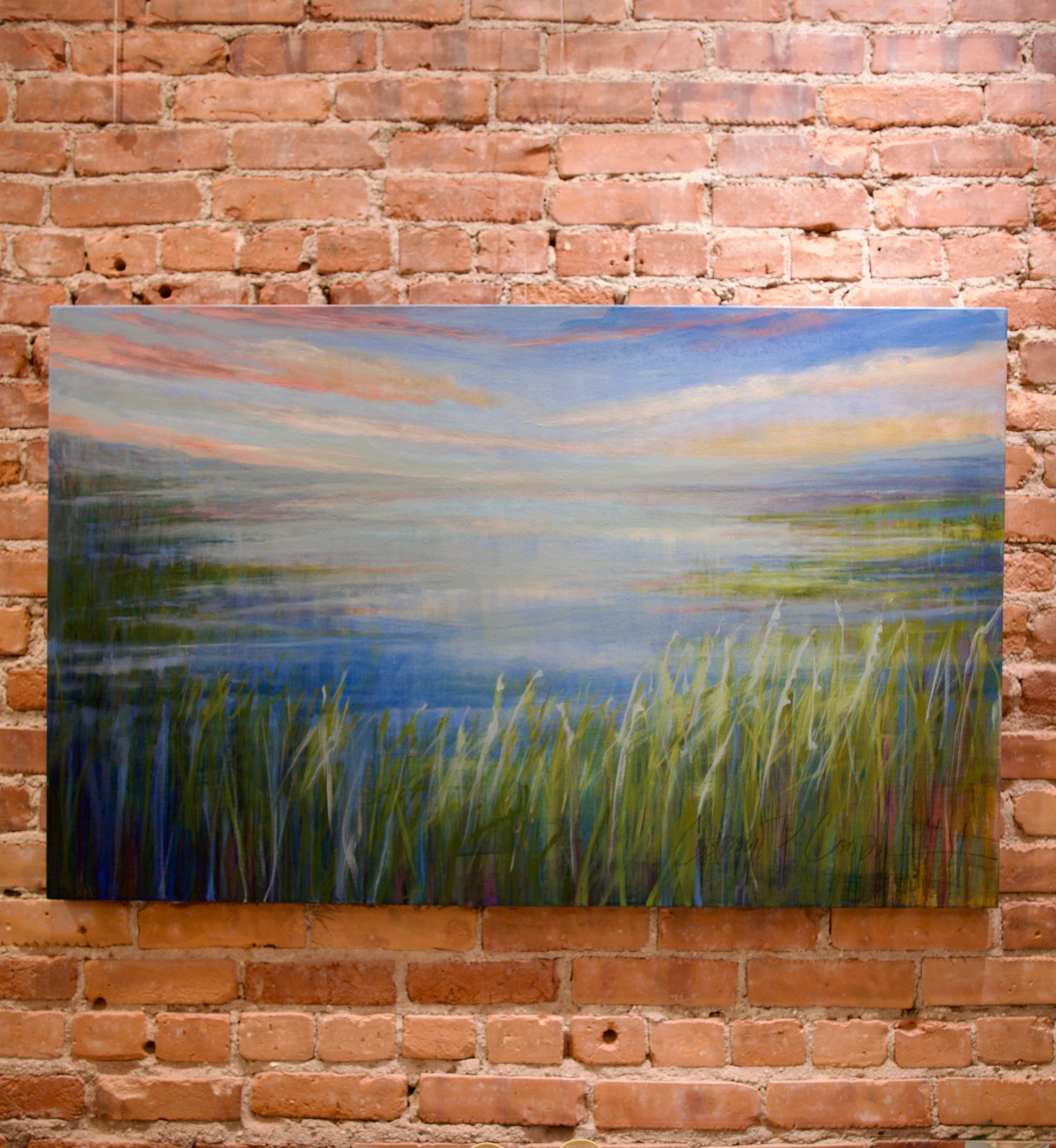 Image of the Cathryn Cooper Land Air Water Original Acrylic and Graphite Painting on canvas by North Carolina artist