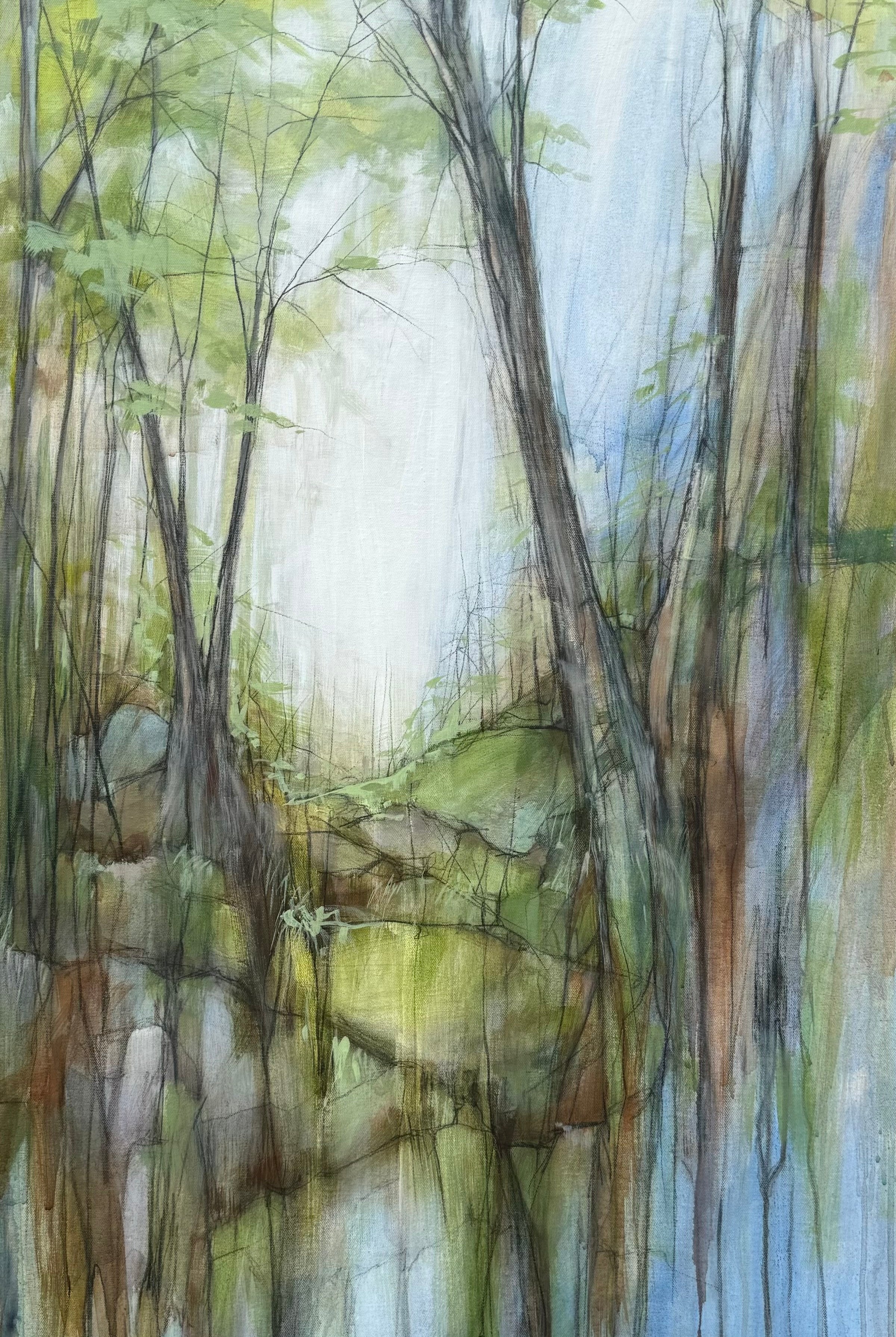 Image featuring original acrylic and graphite painting by North Carolina artist Cathryn Cooper "The Path up the Beyond"