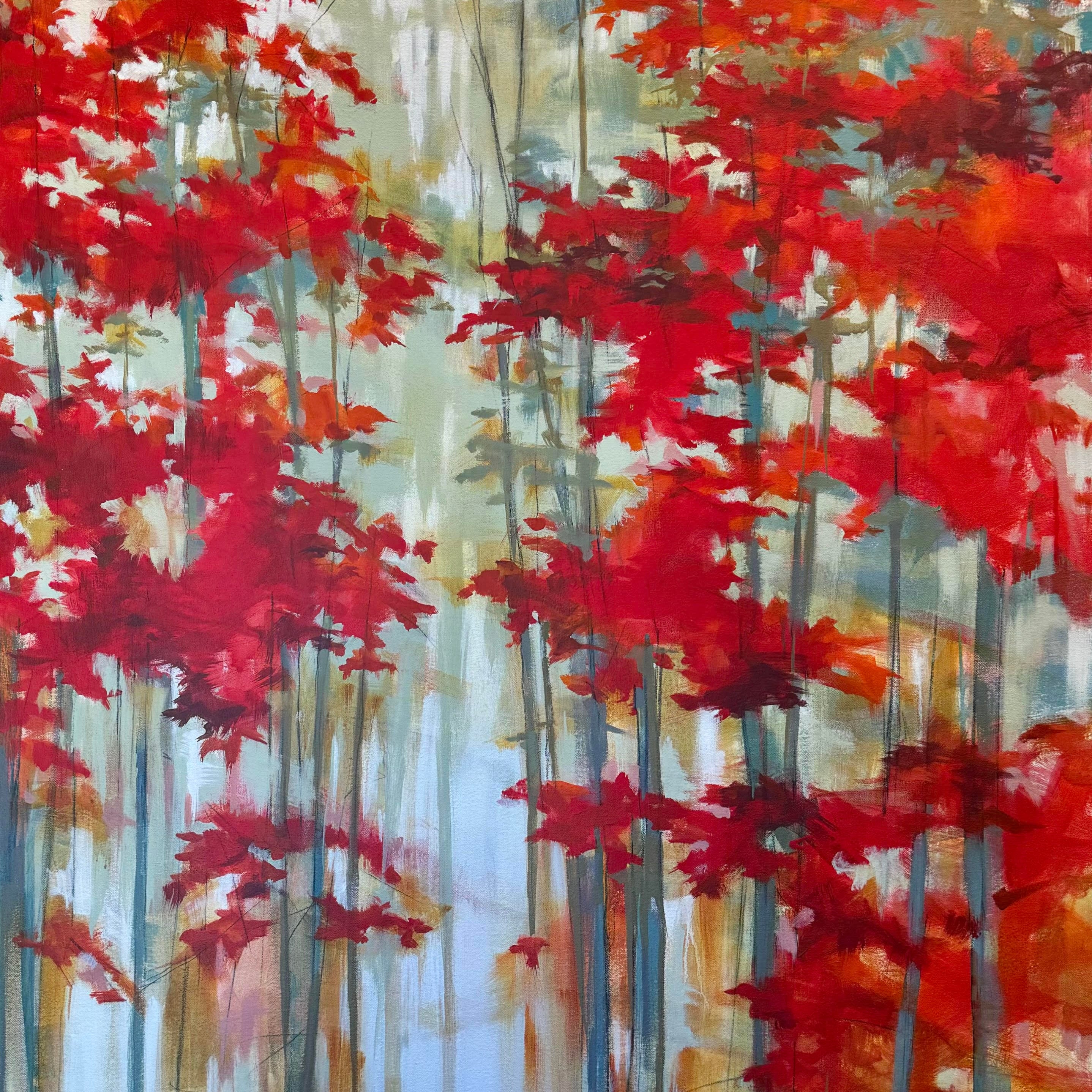 Image featuring original acrylic and graphite on canvas by North Carolina artist Cathryn Cooper "Autumn Show"