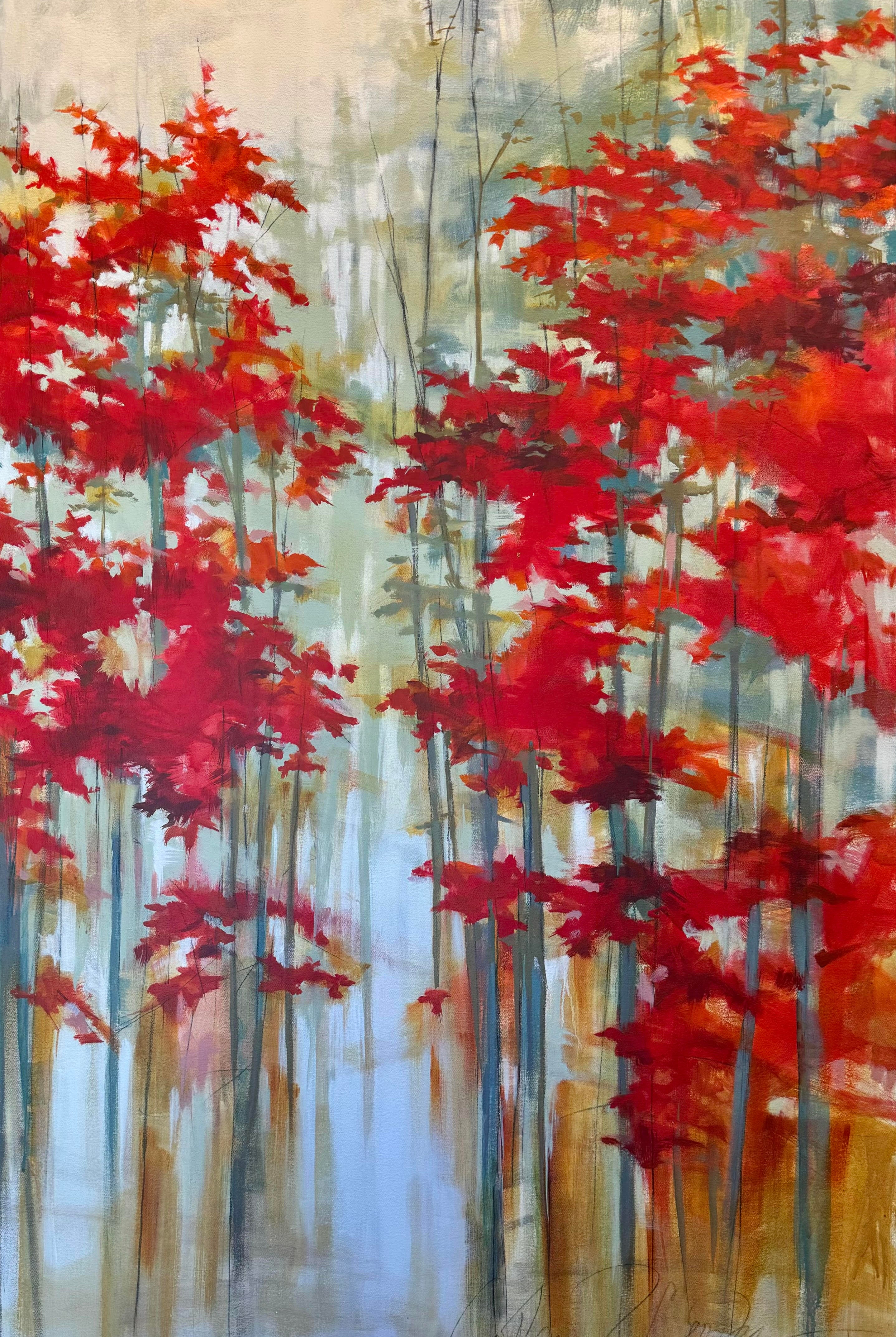 Image featuring original acrylic and graphite on canvas by North Carolina artist Cathryn Cooper "Autumn Show"