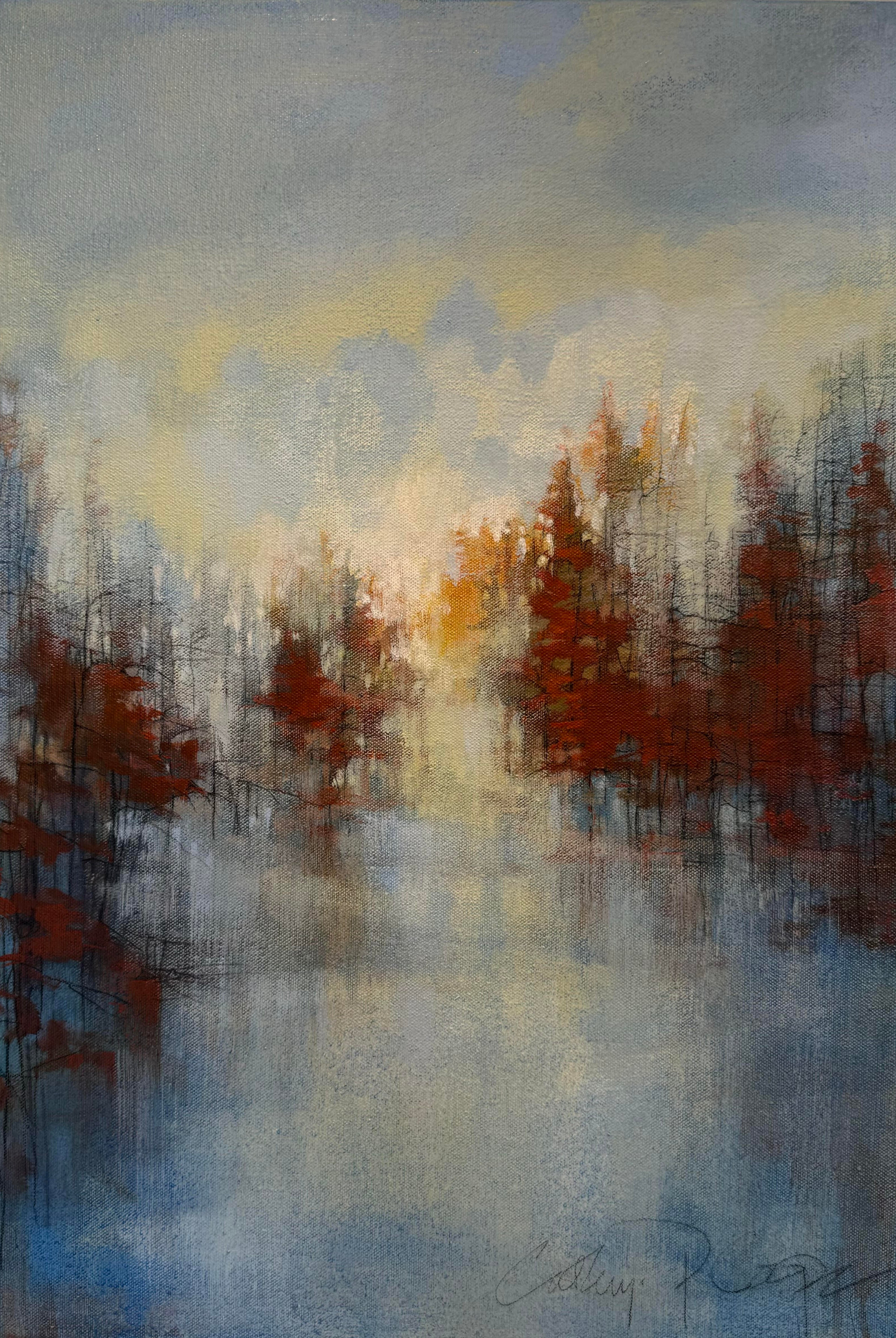 Image featuring original acrylic and graphite painting by North Carolina artist Cathryn Cooper "Fall Fading"