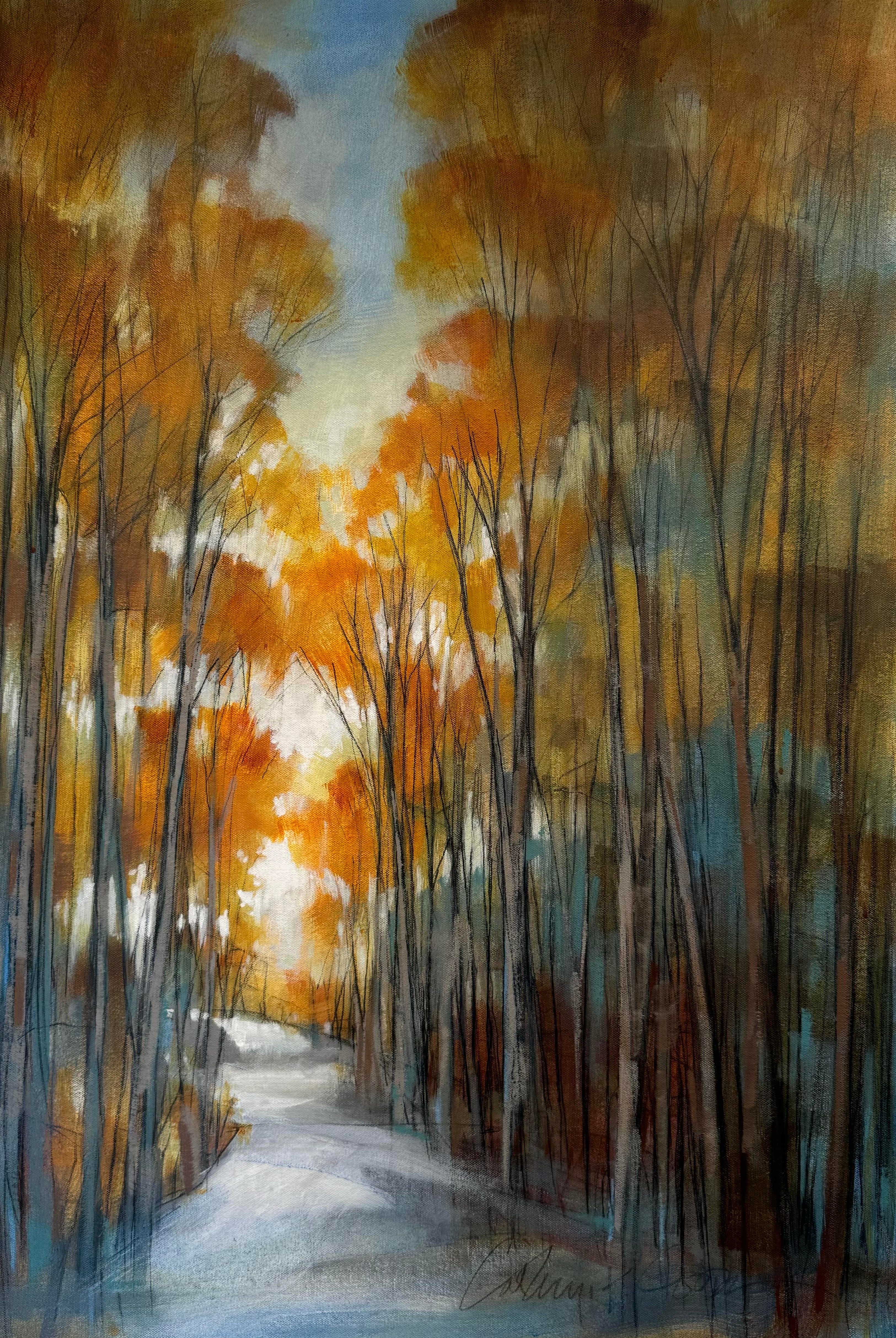 Image featuring original acrylic and graphite painting by North Carolina artist Cathryn Cooper "Golden Horizon"