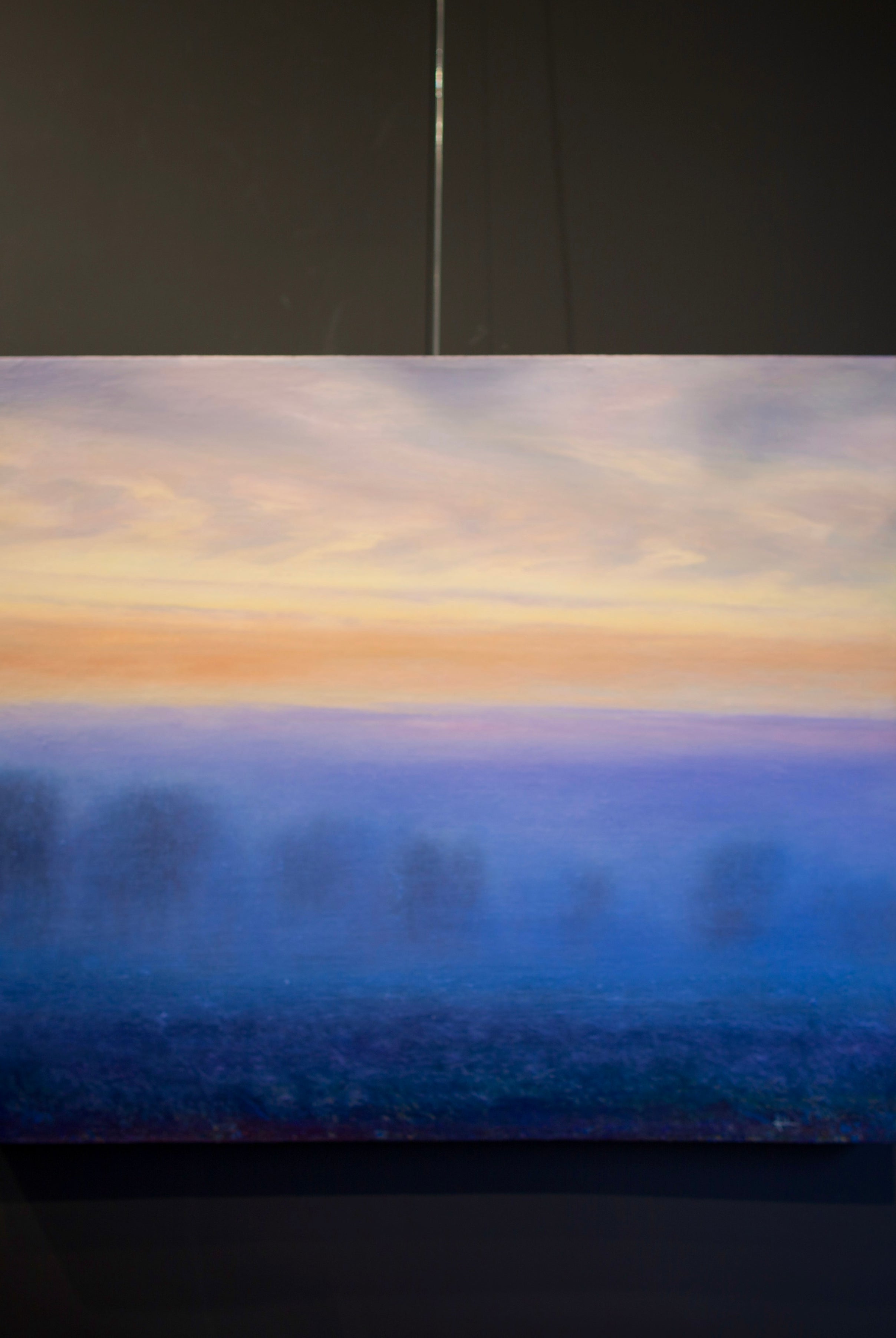 Image featuring an original oil on canvas by David Goldman from North Carolina with long range mountain view and ethereal sky.