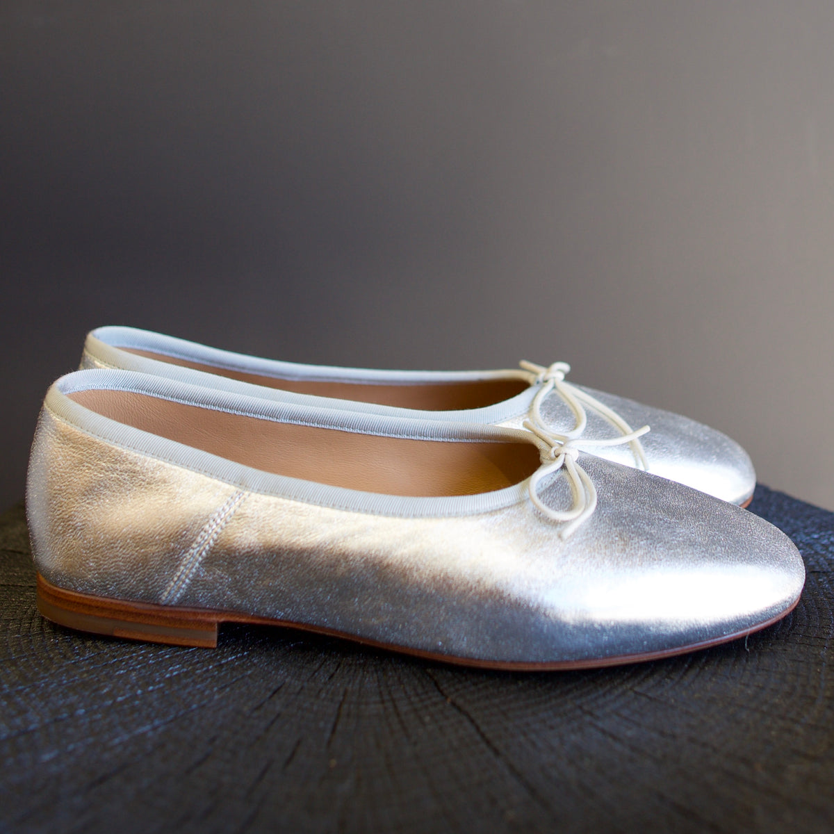 silver dress flats Mansur Gavriel | Dream Ballerina Flats | Silver