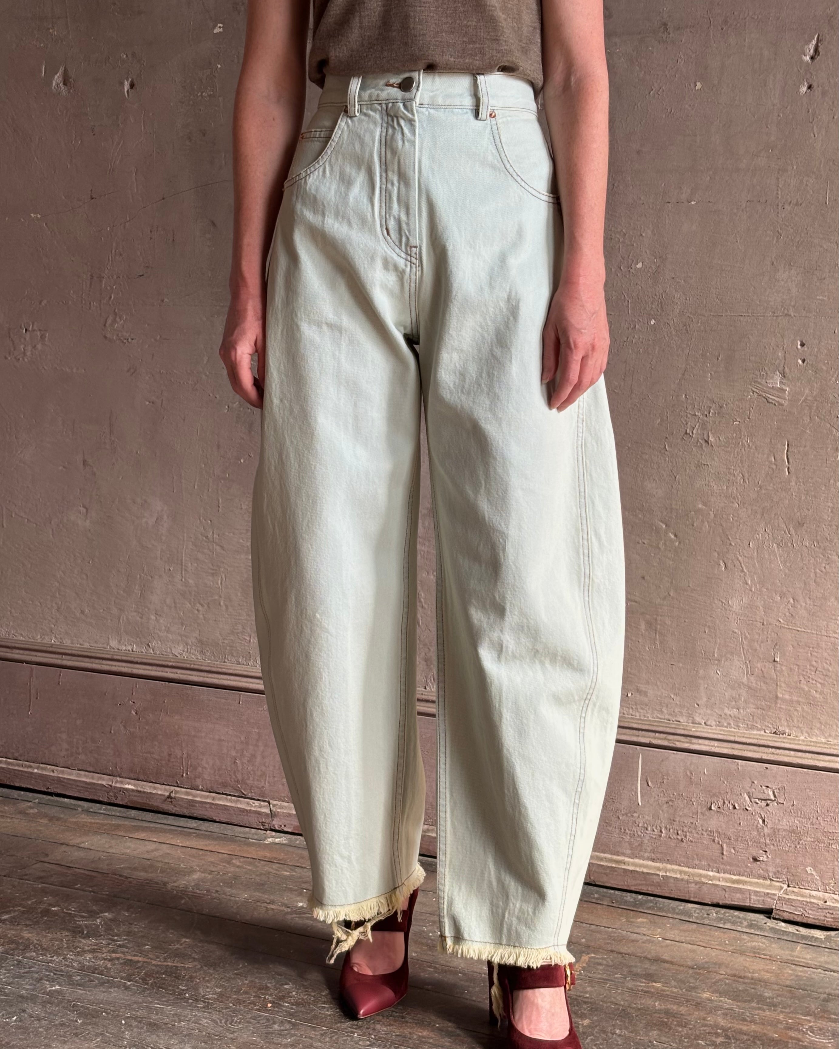 Rachel Comey luxury full-length barrel leg Keenan denim pant sculptural designer jean 100% cotton made in USA