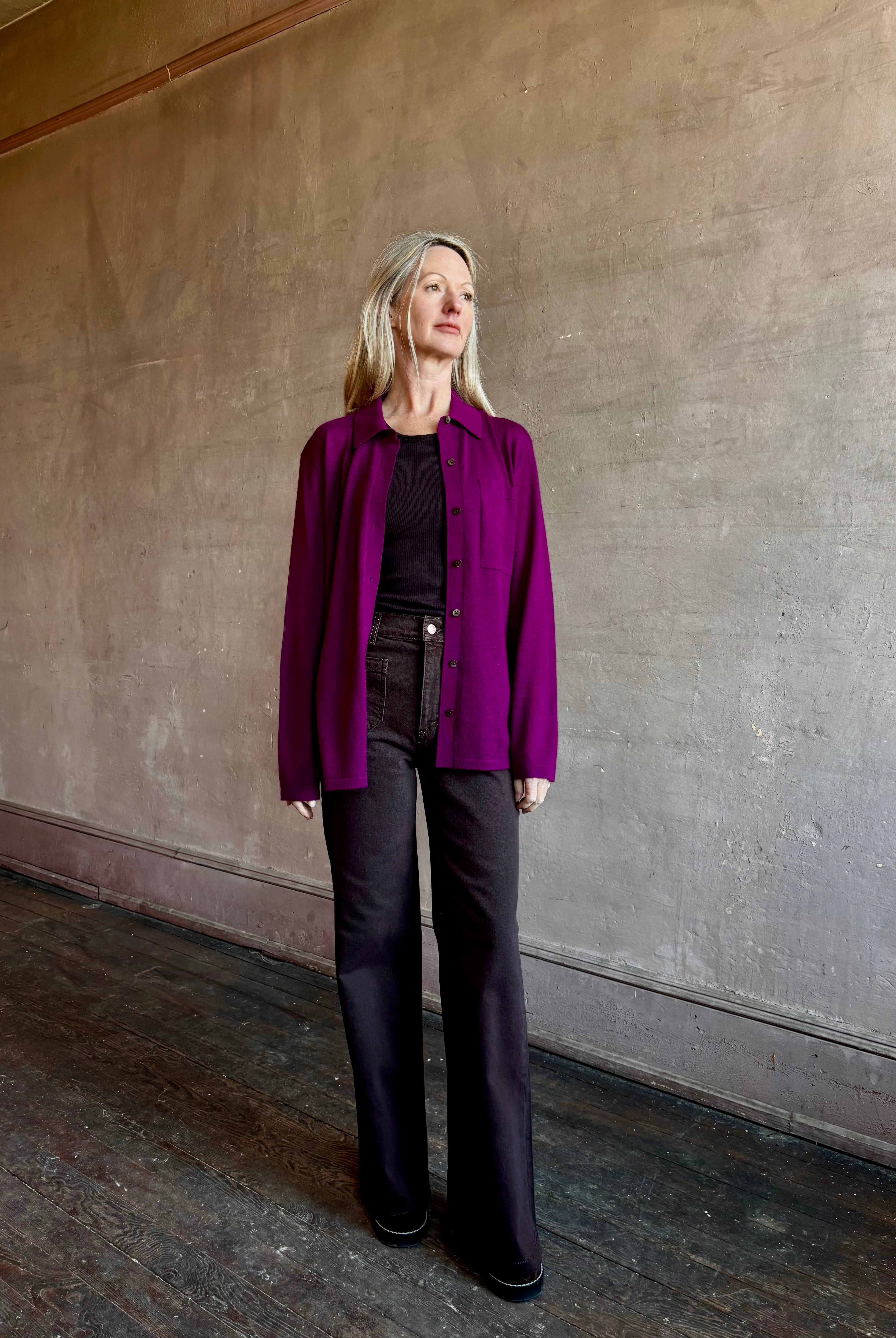 Image of woman wearing essential SABLYN Jameela buttery soft and bra friendly Racerback Tank Top in chocolate brown that's made in USA