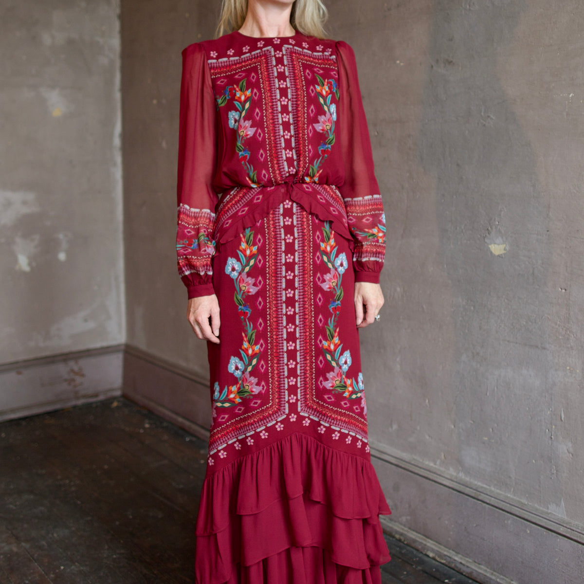 SALONI | ISA LONG-C DRESS | CORDIA VINES