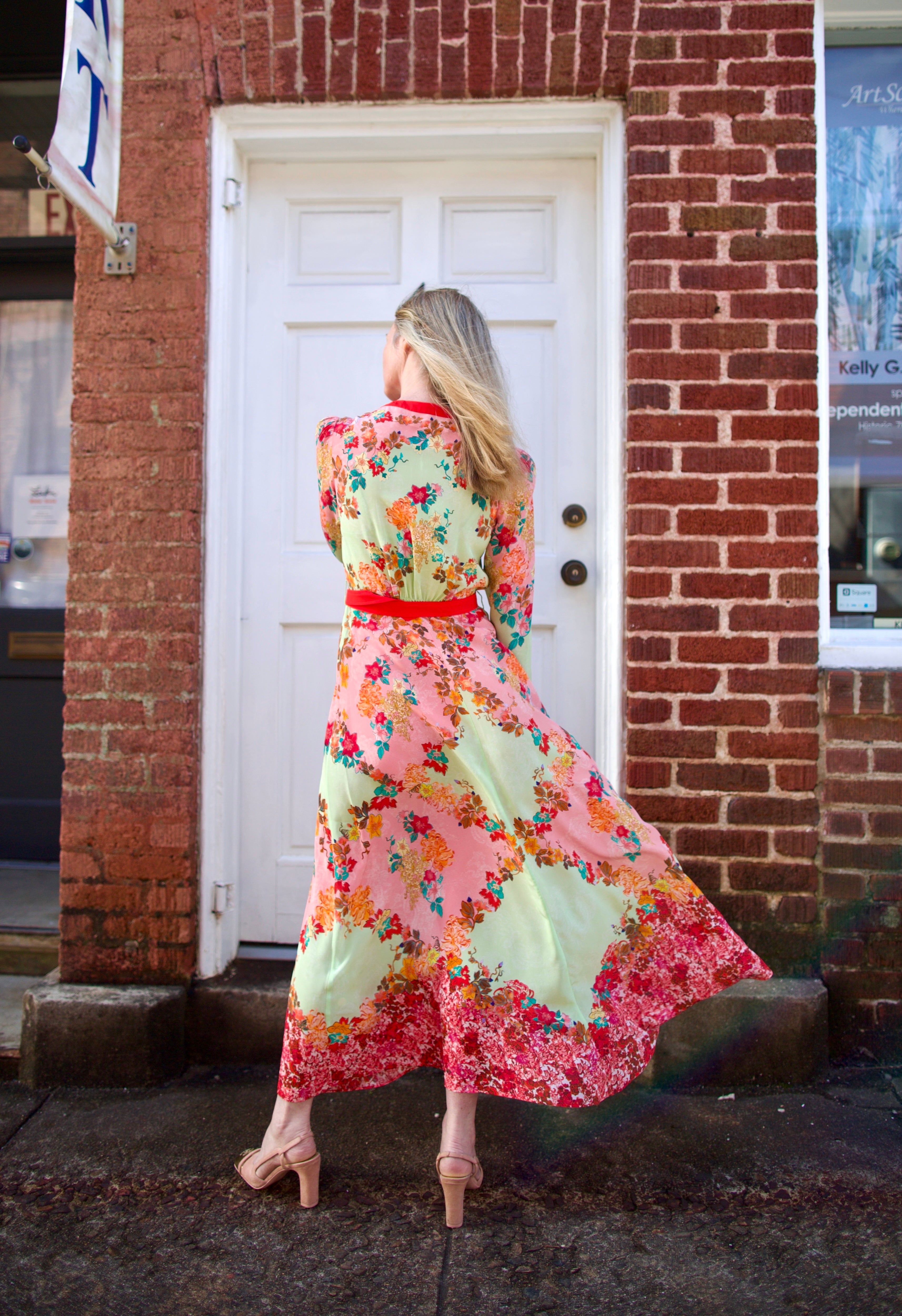 Back image of a woman wearing the Saloni Lea Shirt Dress