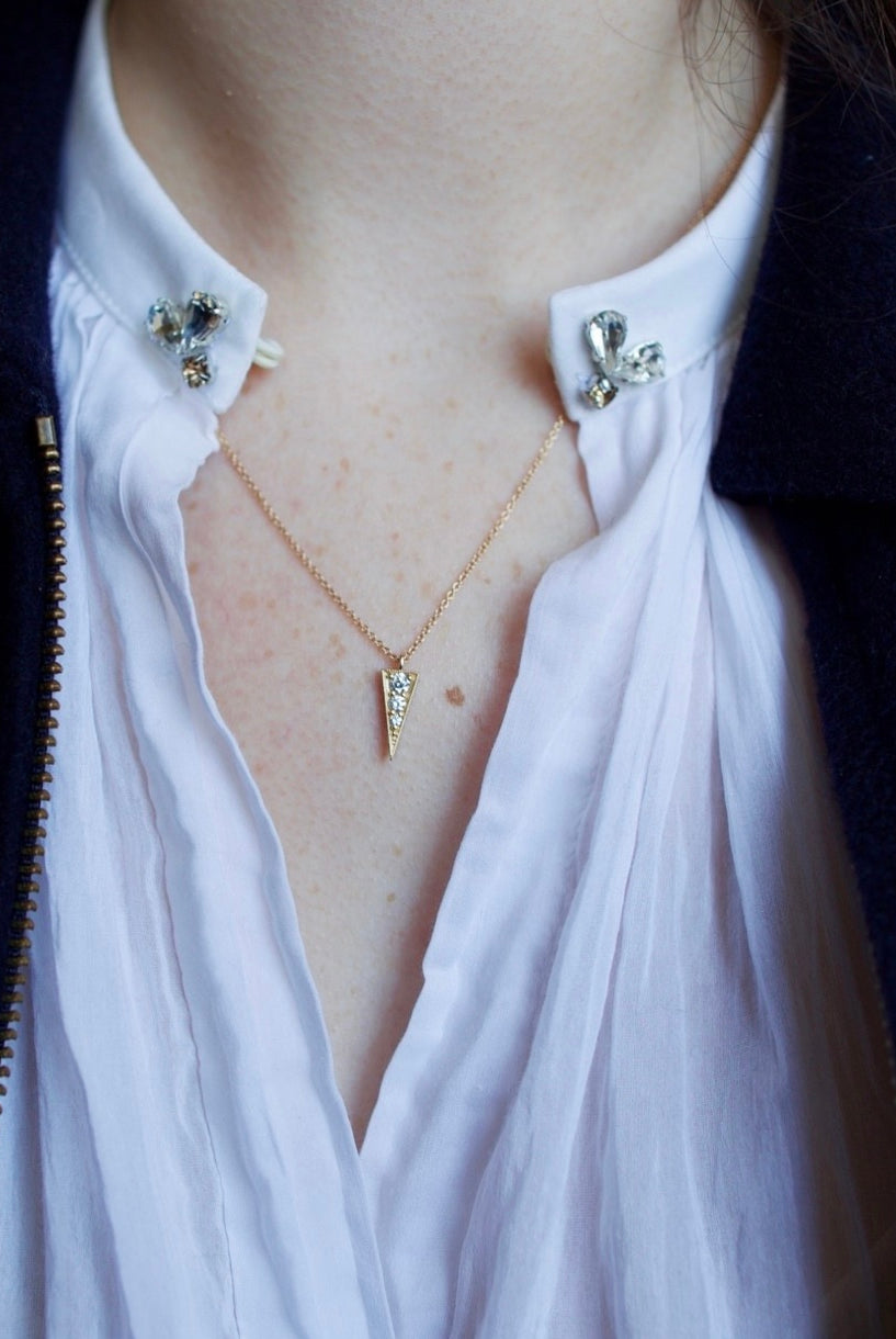 Image of North Carolina jewelry artist STEPHANIE ELLIS Elva Diamond Necklace in 14K Recycled Yellow Gold Fine Jewelry