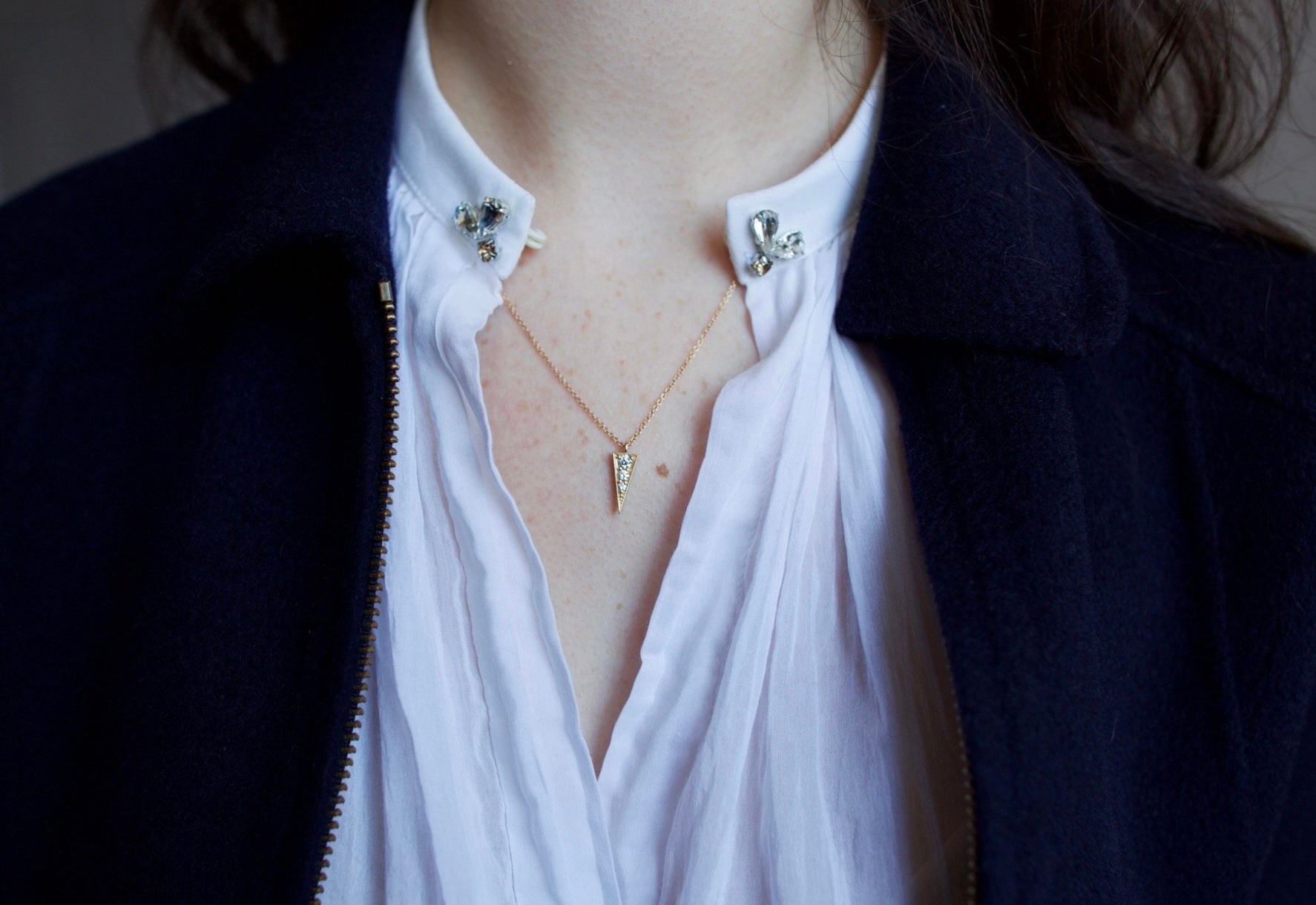 Image of North Carolina jewelry artist STEPHANIE ELLIS Elva Diamond Necklace in 14K Recycled Yellow Gold Fine Jewelry