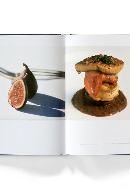 Food images from 'The French Laundry Cookbook' by Thomas Keller with lobster claw and black mission fig