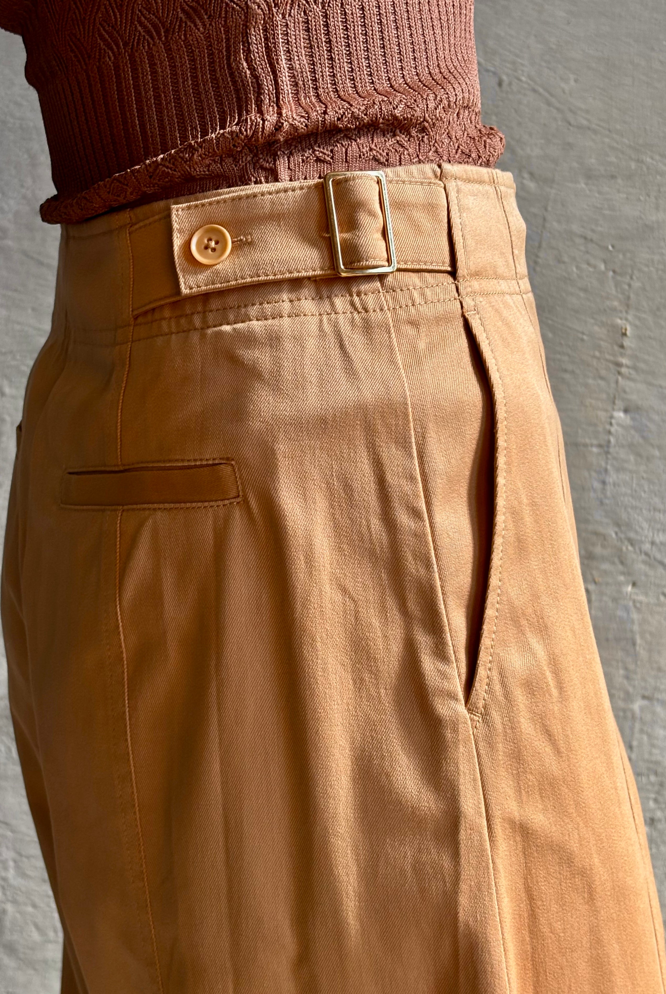 Ulla Johnson Sasha Cropped cotton wide leg Trouser from Ulla Johnson in a warm neutral with side seam pockets