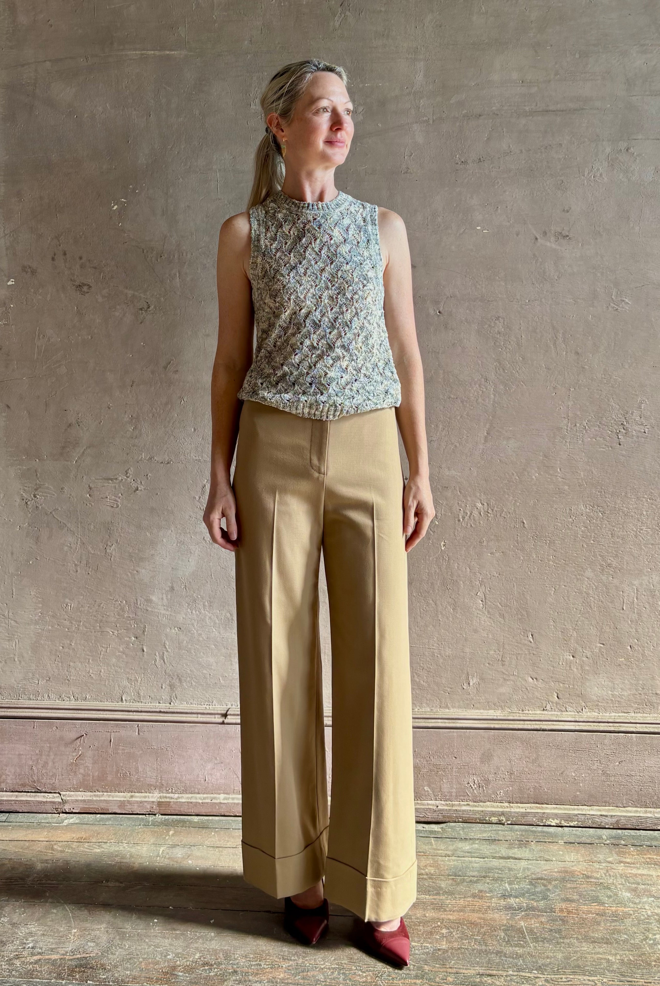 elevated Darell trouser pant from Veronica Beard with fluid drape comfortable stretch high-rise fitted waist