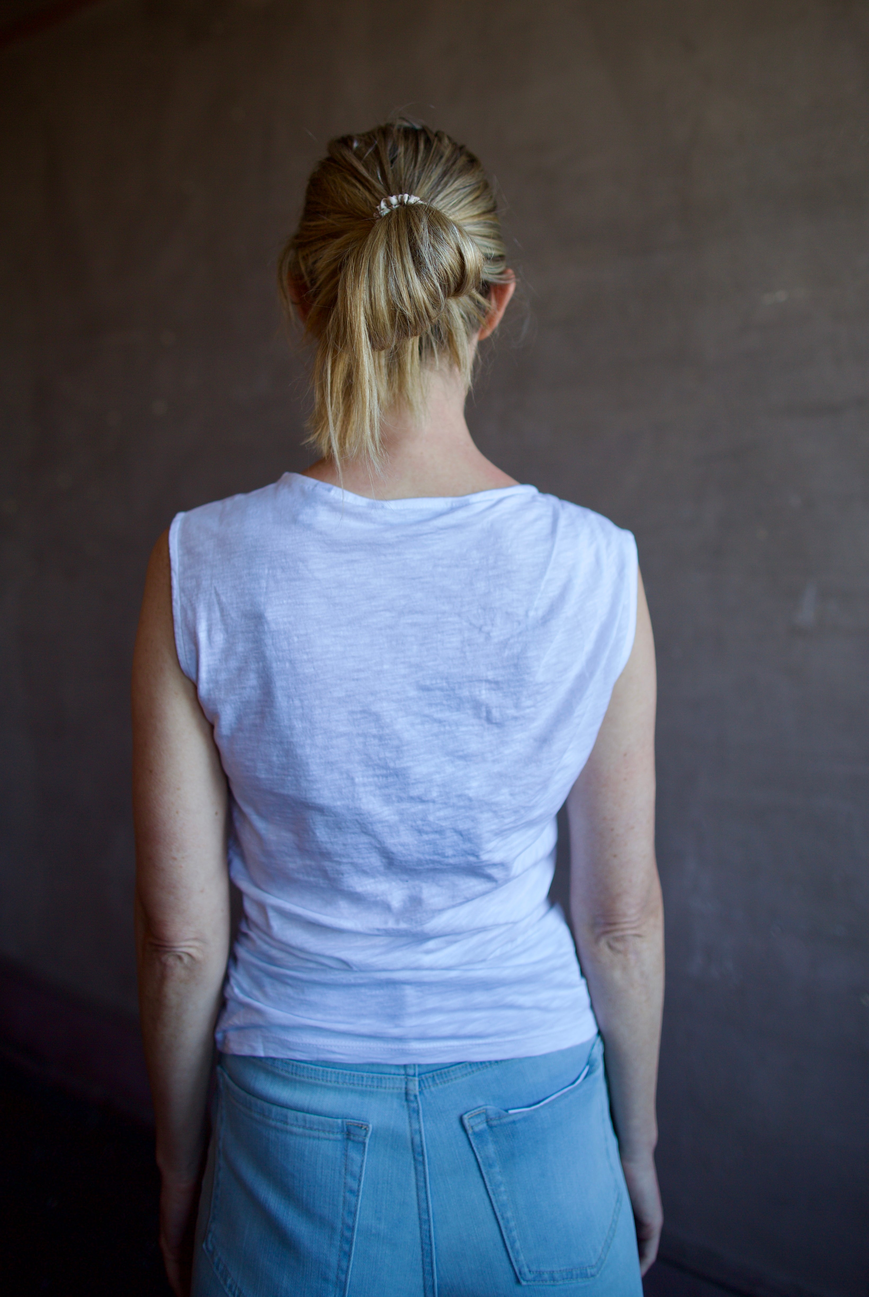 Back image of a woman wearing the Veronica Beard Brody Tee