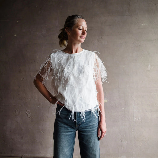 Milly Rava White Feather Top