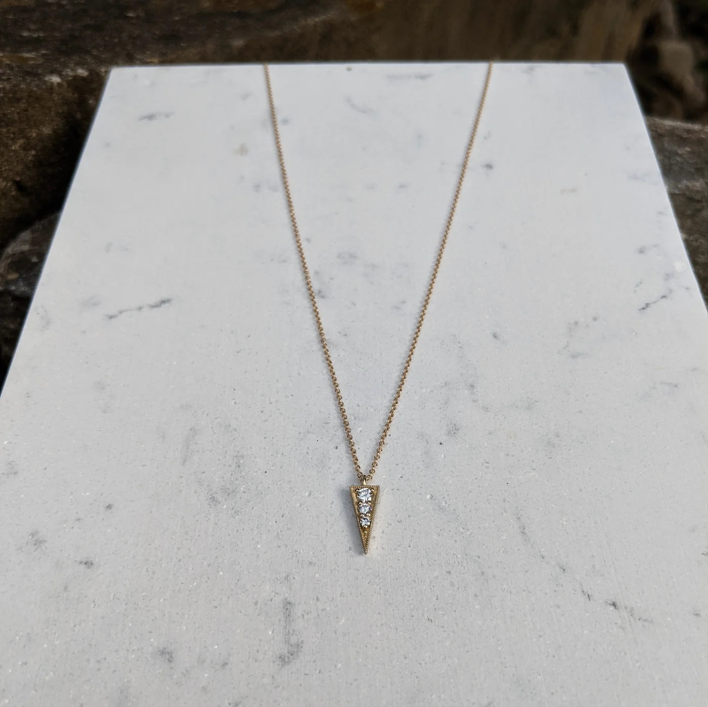 Image featuring Stephanie Ellis’s Elva Diamond Necklace is fabricated in 14-karat recycled yellow gold, SI1-G white round brilliant diamonds (0.19ctw)