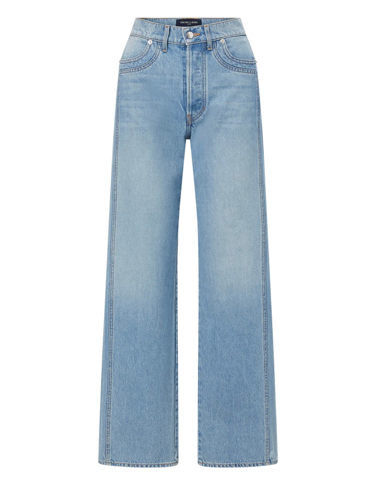 Image featuring the Taylor jeans by Veronica Beard fabricated in non-stretch Japanese denim with a high rise, wide leg and  seam detailing in Nova wash.