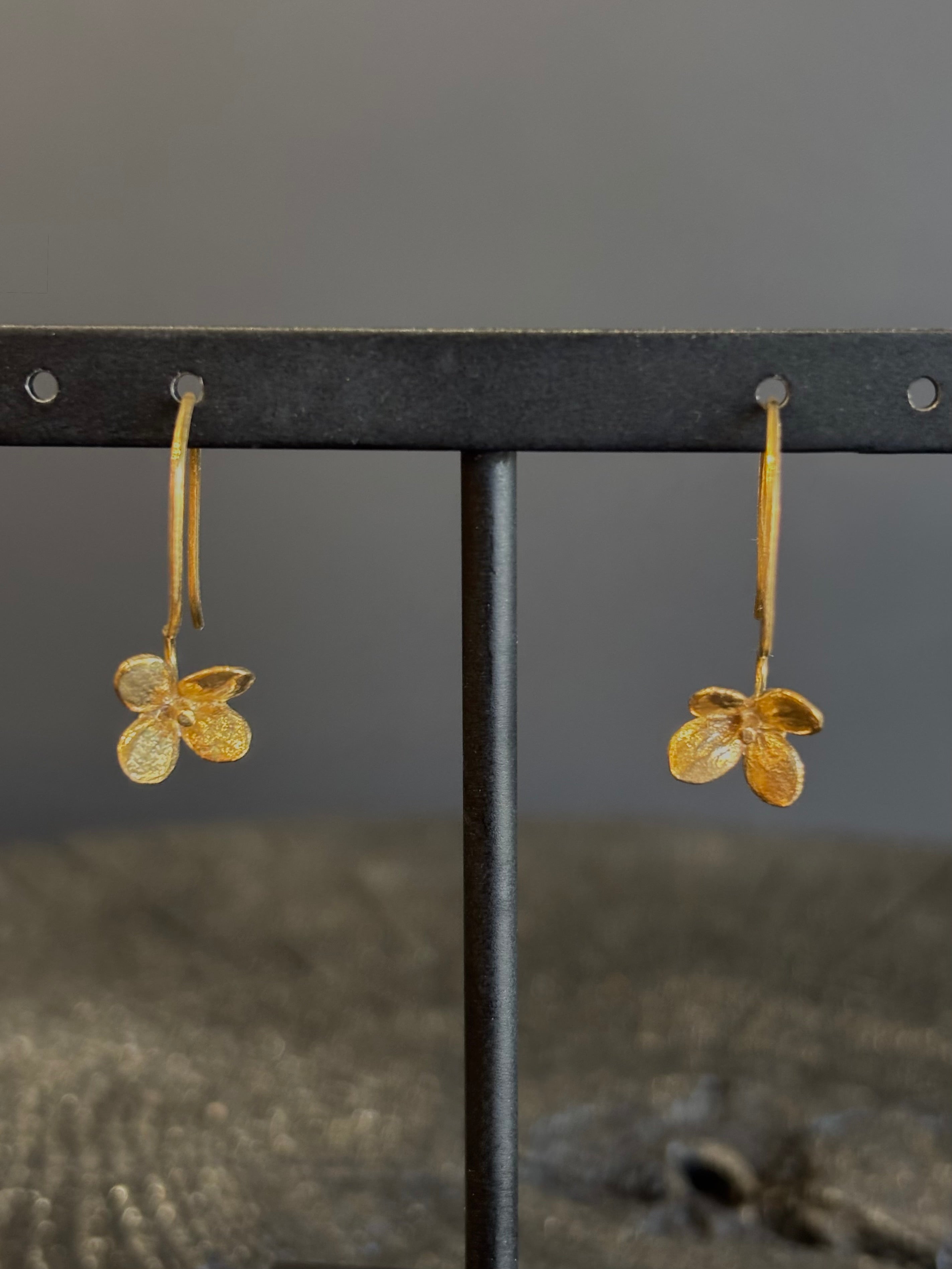 Image of Purslane Rosette Hoop Earrings from North Carolina fine jewelry artist Amber Mahler  handcrafted in 18K yellow gold vermeil cast directly from the purslane rosette