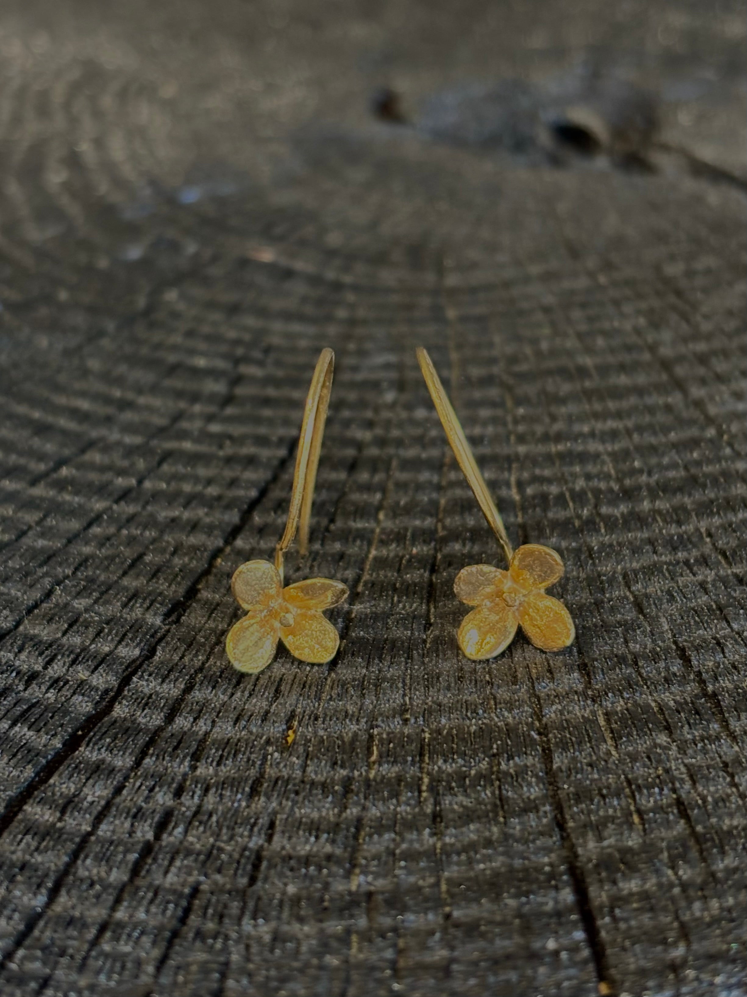 Image of Purslane Rosette Hoop Earrings from North Carolina fine jewelry artist Amber Mahler  handcrafted in 18K yellow gold vermeil cast directly from the purslane rosette