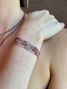 multicolored spinel bracelet by Anne Sportun that can be worn as a bracelet or necklace with 18k yellow gold