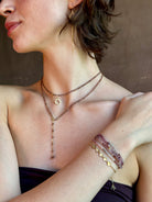 multicolored spinel bracelet by Anne Sportun that can be worn as a bracelet or necklace with 18k yellow gold