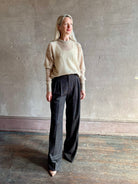 Apiece Apart's Cashmere/Silk Sweater in Beige  tissue-weight knit with a semi-transparent,  conscious luxury layering