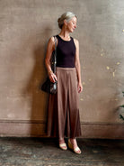 timeless classic tailoring Primavera skirt in a sophisticated neutral by Apiece Apart concealed zip closure fitted waist