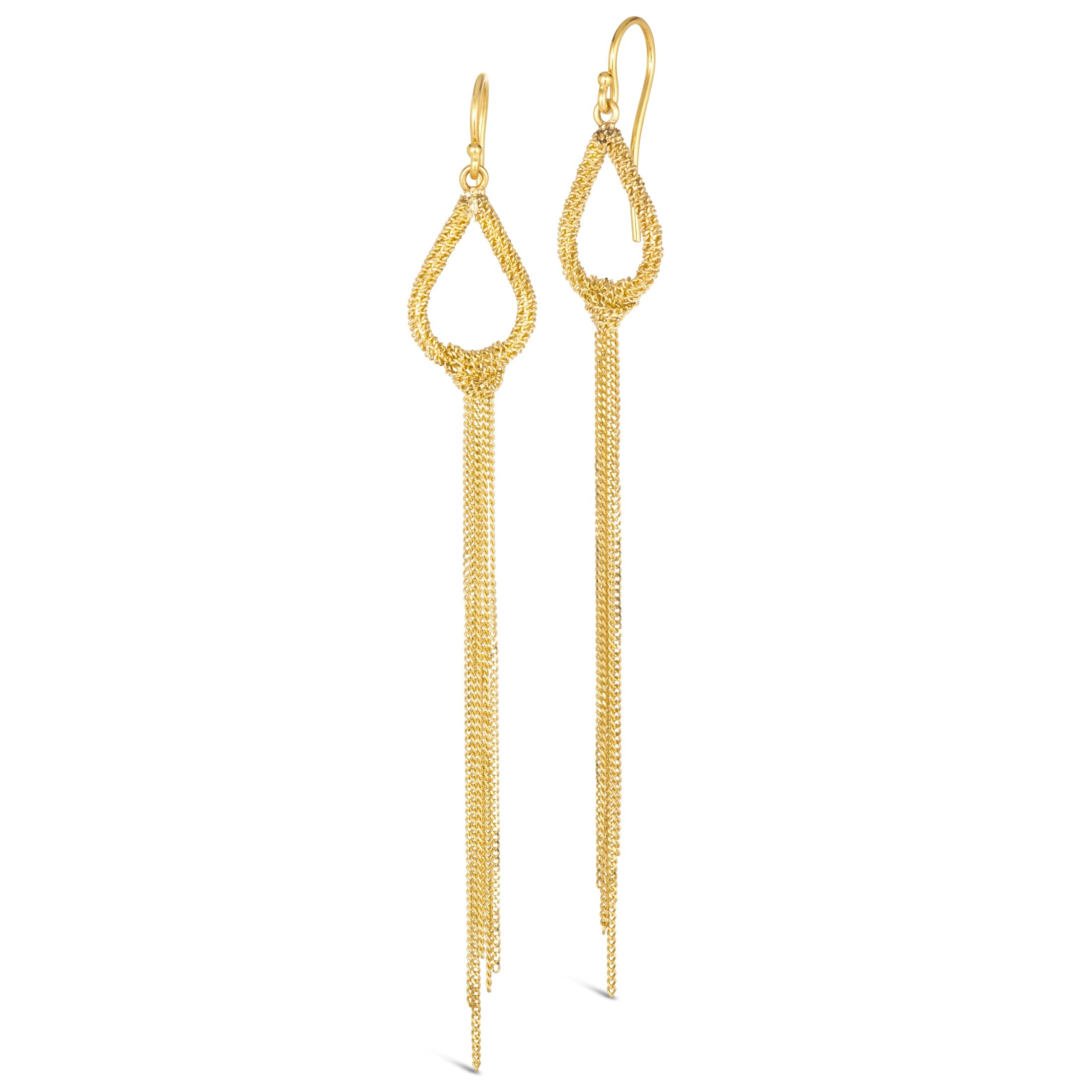 Image of luxury designer Amali Knotted Marquis 18k yellow gold Earrings made in USA Fine Jewelry