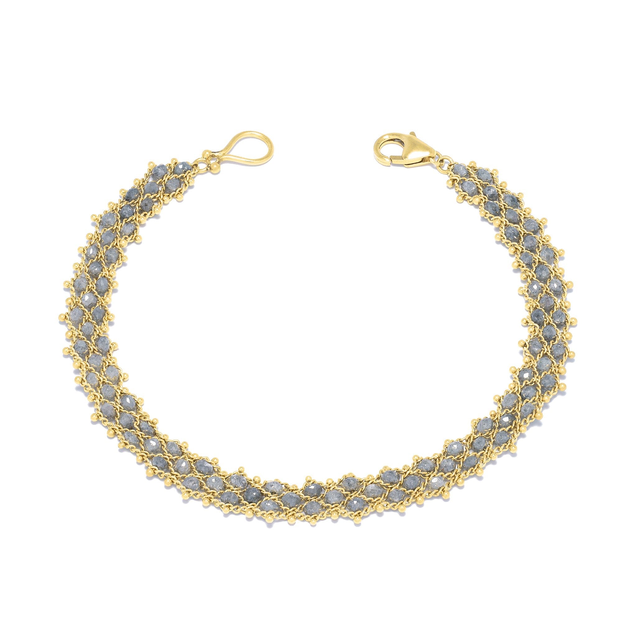 Image of premium New York fine jewelry designer Amali Woven Bracelet in Grey Diamonds and 18K Gold in a sleek modern design