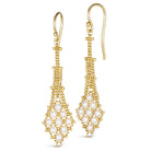 Amali's Lattice Earrings in 18K Yellow Gold & Freshwater Pearls hand-woven gold trellis artisan crafted American-made