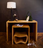 North Carolina custom furniture maker Brian Fireman Poplar Sofa with Table/Console with live edge dovetail joint