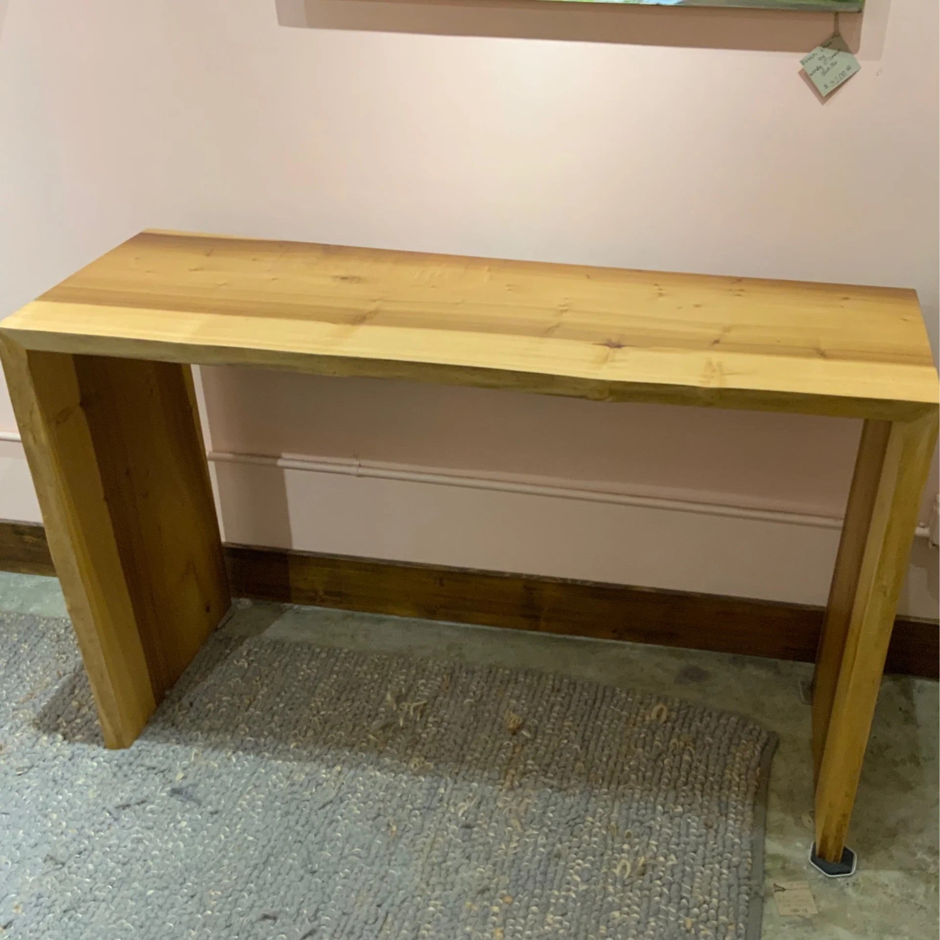 North Carolina custom furniture maker Brian Fireman Poplar Sofa with Table/Console with live edge dovetail joint