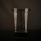 hammered Sterling silver square post earrings with matching finish dangling wedge artisan handcrafted in USA