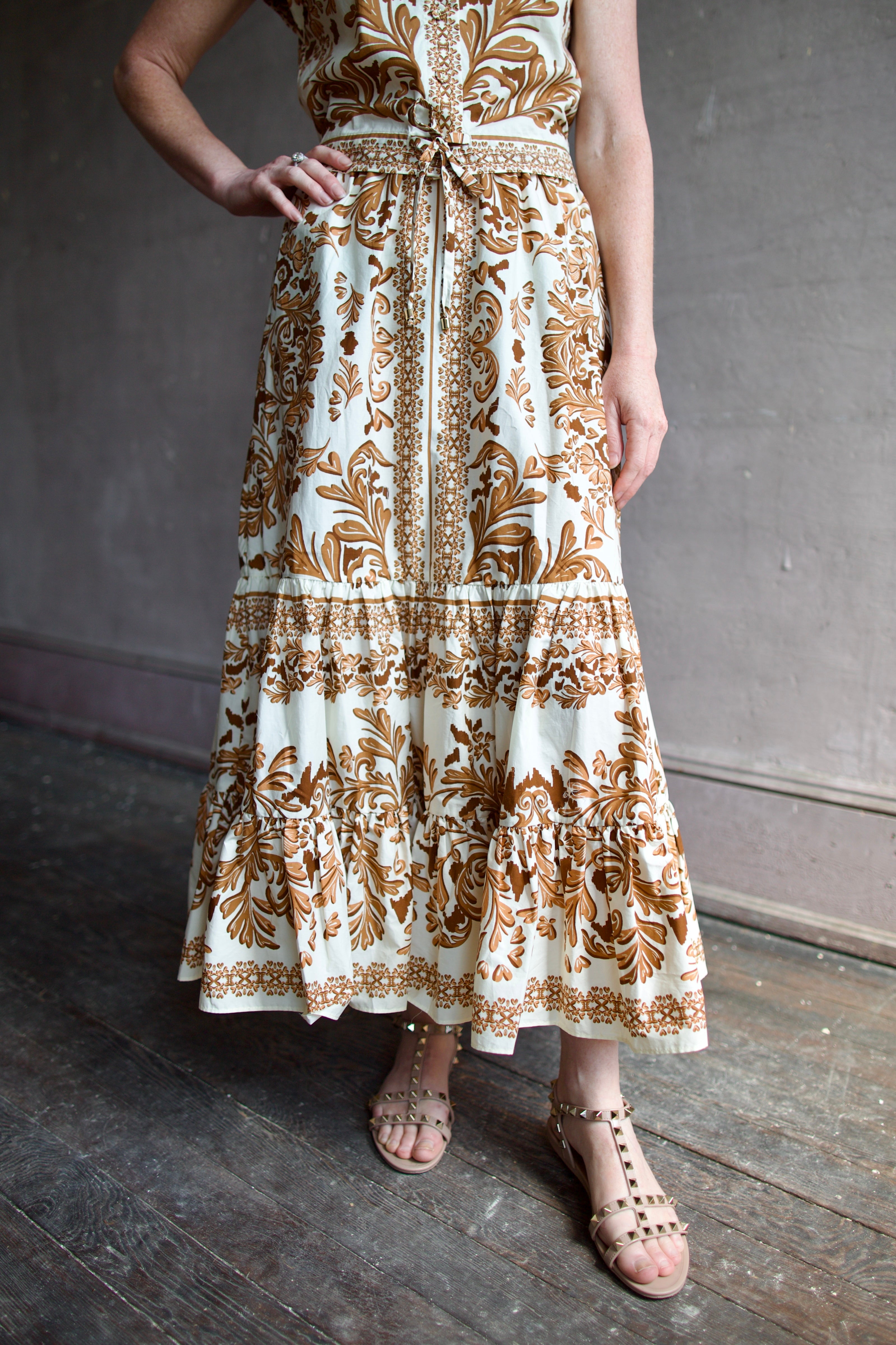 Image of a woman wearing the Cara Cara Chase Skirt