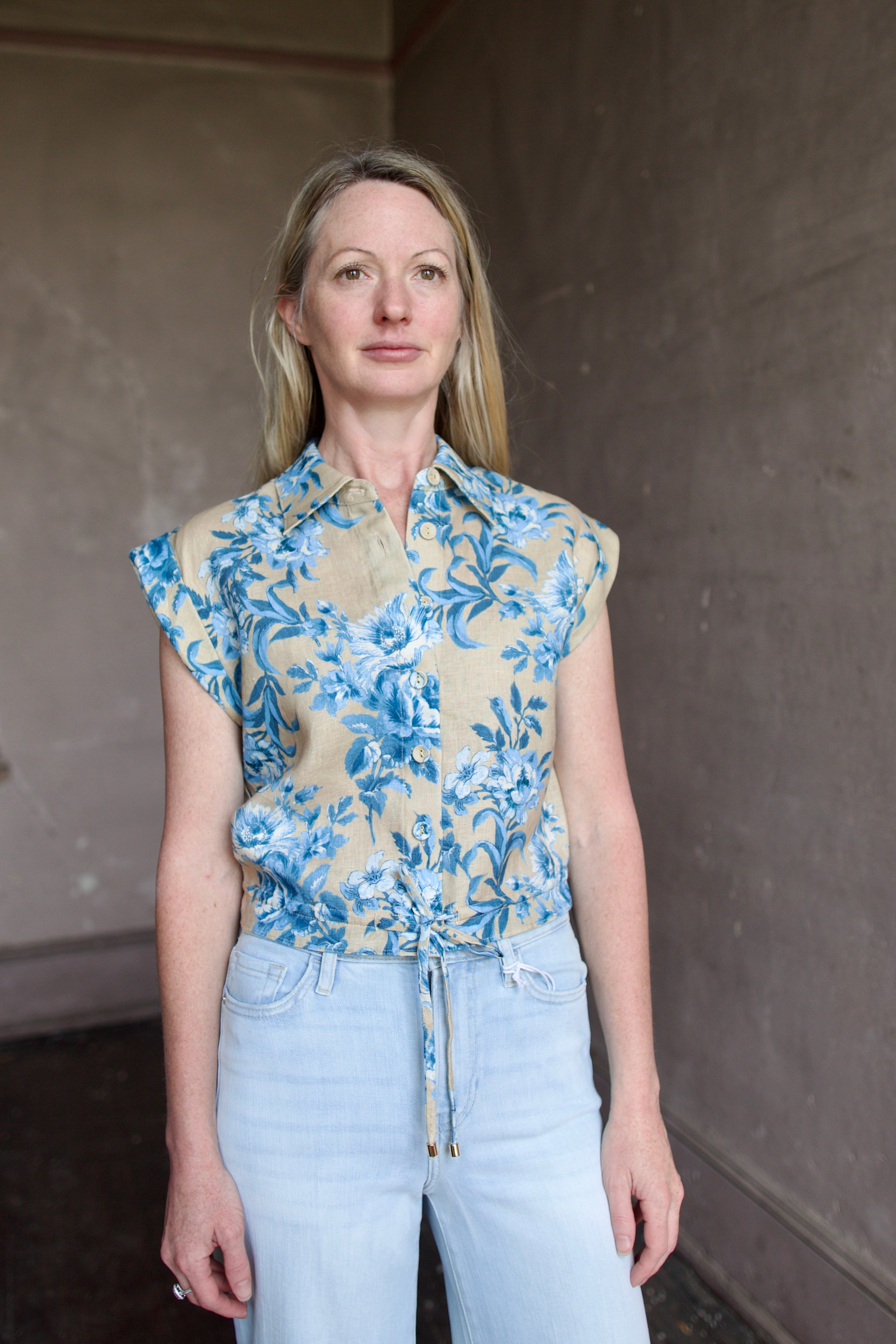 Image of a woman wearing the Cara Cara Octavia Top