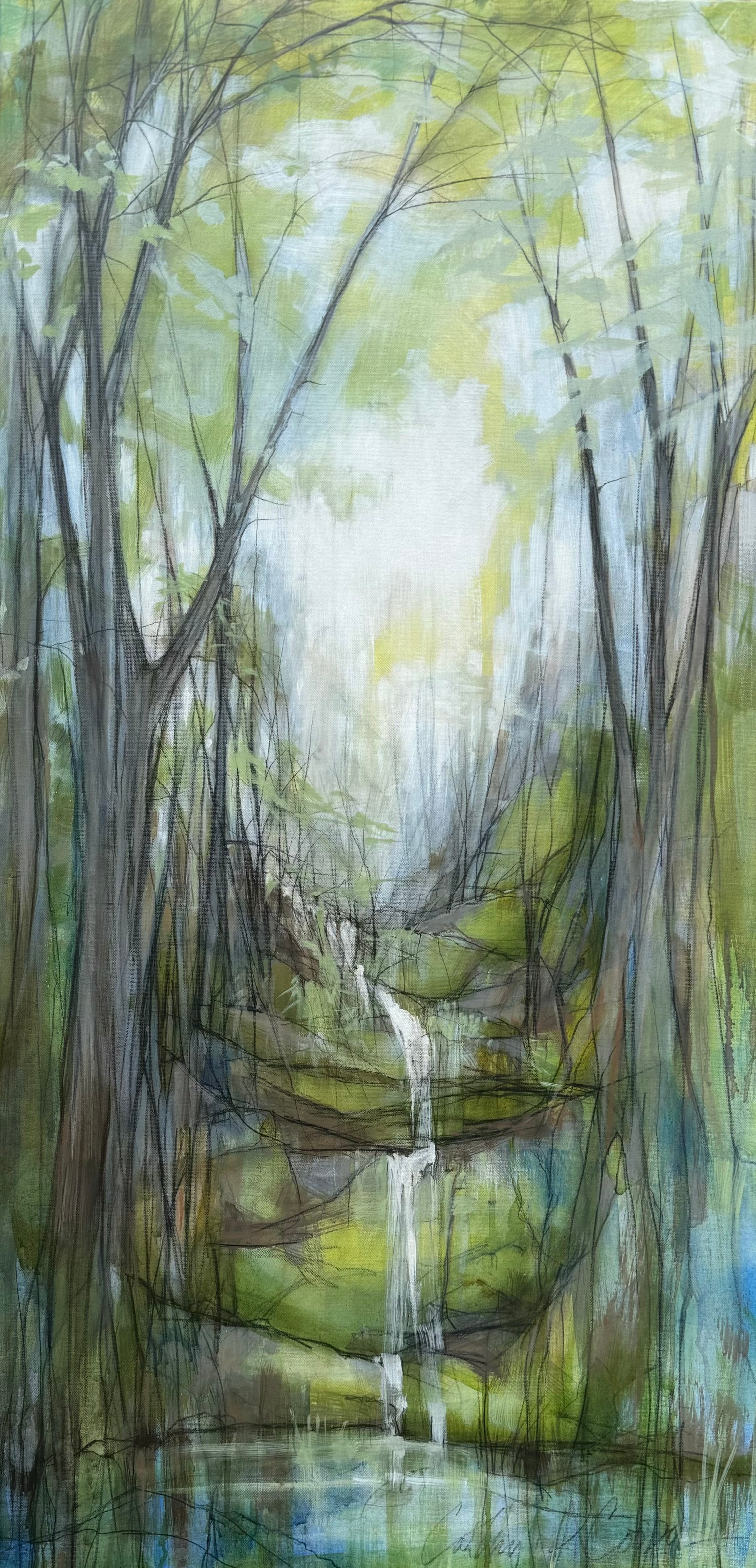 Image featuring original acrylic and graphite painting by North Carolina artist Cathryn Cooper "Beyond the Path"