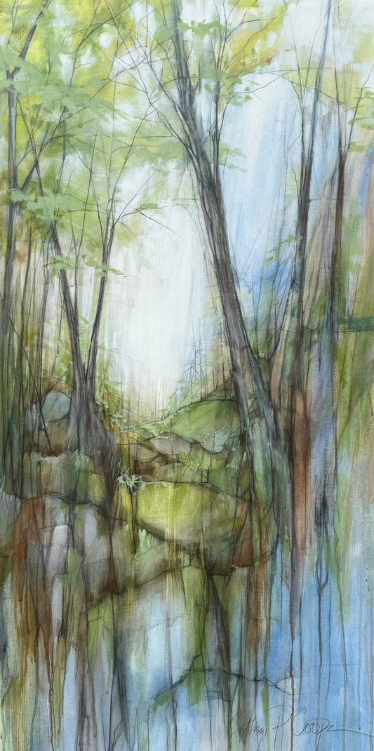 Image featuring original acrylic and graphite painting by North Carolina artist Cathryn Cooper "The Path up the Beyond"