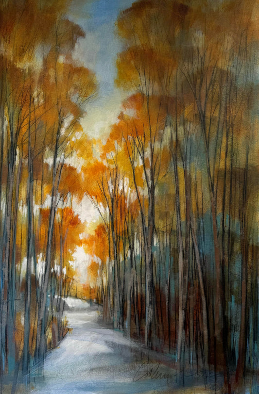 Image featuring original acrylic and graphite painting by North Carolina artist Cathryn Cooper "Golden Horizon"