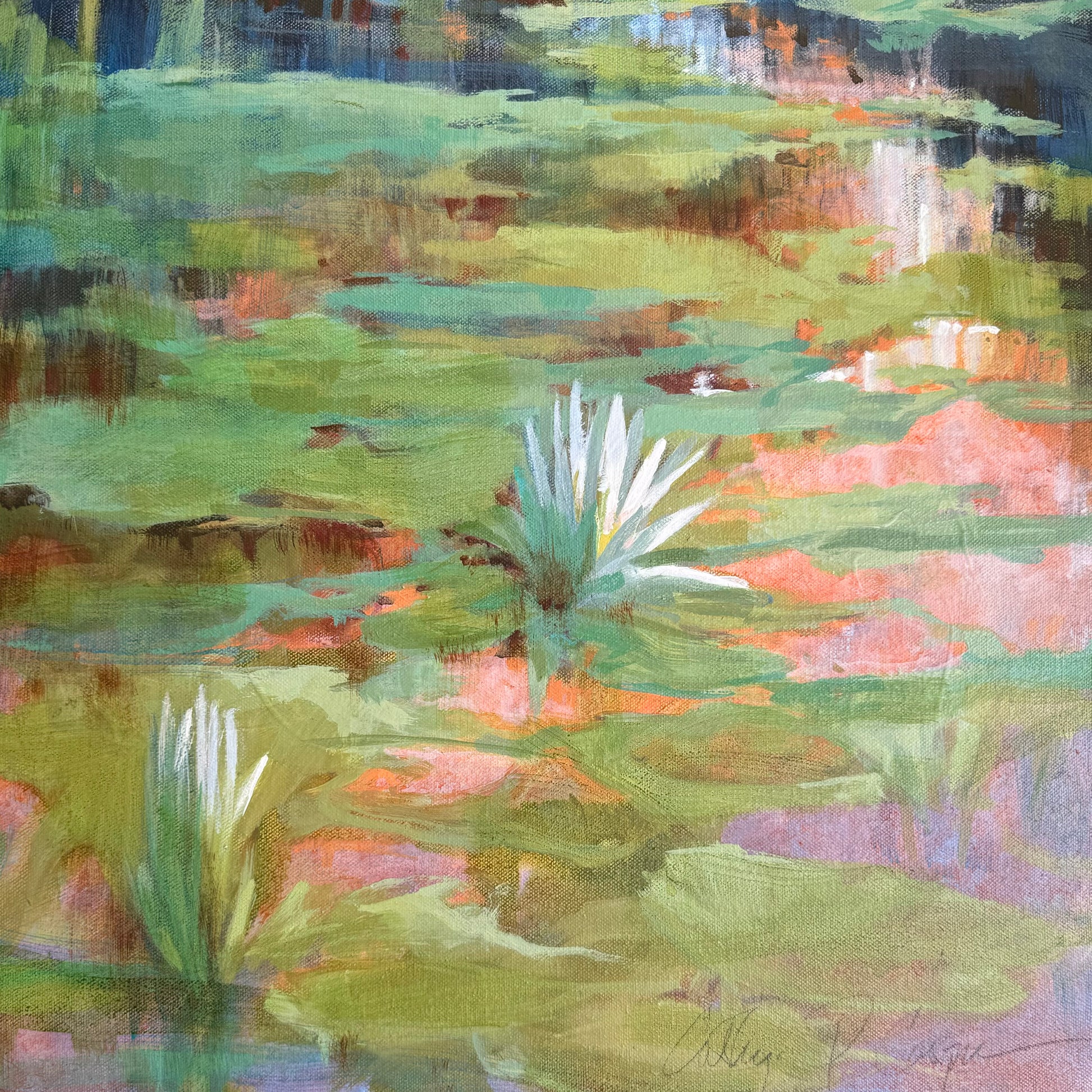 Image featuring original acrylic and graphite painting by North Carolina artist Cathryn Cooper "Sunkist Lilies"