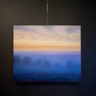 Image featuring an original oil on canvas by David Goldman from North Carolina with long range mountain view and ethereal sky.