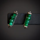 Image of sterling silver and green onyx linear Stud Earrings from fine jewelry artist Erica Bailey hand crafted in USA