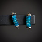 Image of sterling silver and Teal Apatite linear Stud Earrings from fine jewelry artist Erica Bailey hand crafted in USA