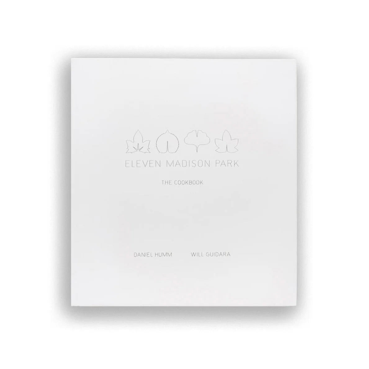 The front cover of the cookbook 'Eleven Madison Park: The Cookbook' by Daniel Humm and Will Gudala