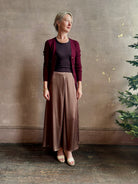 Forte_Forte's Superfine Merino Ribbed Cardigan in Bordeaux superfine wool Refined textural Italian craftsmanship