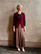 Forte_Forte's Superfine Merino Ribbed Cardigan in Bordeaux superfine wool Refined textural Italian craftsmanship